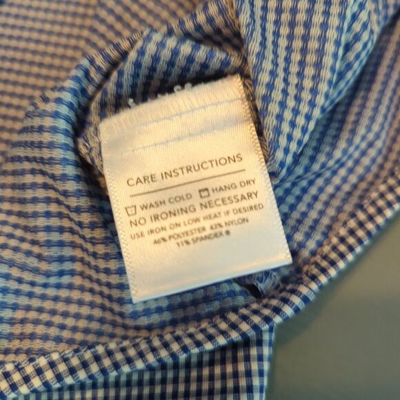 Mizzen+Main Button Up Shirt Mens Large Blue White Spinnaker Check Performance - Picture 6 of 7